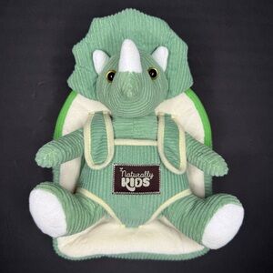 Kids Backpack With Plush Green Dinosaur Triceratops Stuffed Toy Naturally KIDS